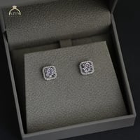 حلق مربع حجر رئيسي دائري | فضة عيار 925