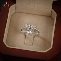 خاتم راقي تصميم الماس AR073 | فضة عيار 925