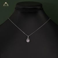 عقد ناعم حجر بيضاوي زهري | فضة عيار 925