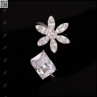 خاتم وردة أنيق احجار ملونة | فضة عيار 925