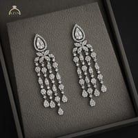 حلق راقي حجر رئيسي دمعة | فضة عيار 925