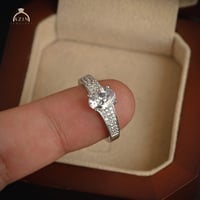 خاتم راقي حجر بيضاوي AR056 | فضة عيار 925