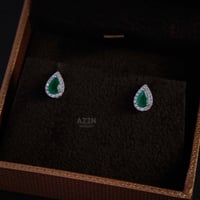 حلق دمعة حجم صغير احجار ملونة ، فضة عيار 925