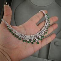 طقم راقي احجار دمعة اخضر 4 قطع ST-135 | فضة عيار 9...