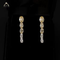 حلق ناعم احجار بيضاوية اصفر فانسي | فضة عيار 925