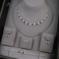 طقم راقي احمر عنابي 4 قطع ST-119 | فضة عيار 925