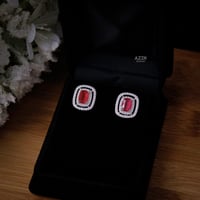 حلق فضة عيار 925 حجر روبي | حجم صغير