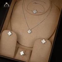 طقم وردة صدف 4 قطع | فضة عيار 925