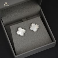 حلق وردة صدفي | فضة عيار 925