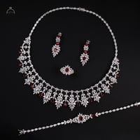 طقم راقي احمر عنابي 4 قطع ST-119 | فضة عيار 925