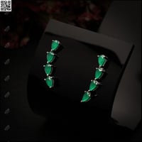 حلق ناعم حجر اخضر دمعة | فضة عيار 925