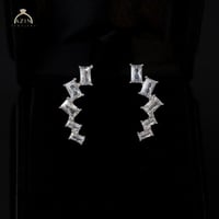 حلق ناعم احجار مستطيلة | فضة عيار 925