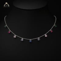 عقد شوكر احجار ملونة | فضة عيار 925