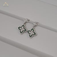 حلق وردة صف فصوص زركون لون اخضر ERR-031 | فضة عيار...