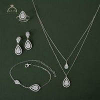 طقم ناعم 4 قطع عقد دمعة دورين | فضة عيار 925