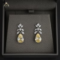 حلق انيق حجر رئيسي دمعة | فضة عيار 925