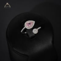 خاتم انيق دمعة لون زهري AR-209 | فضة عيار 925