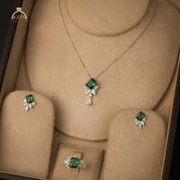 طقم ناعم حجر رئيسي اخضر | فضة عيار 925