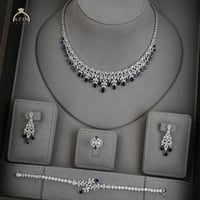 طقم راقي احجار دمعة كحلي 4 قطع ST-134 | فضة عيار 9...