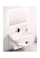 مغاسل رخام قص ليزر حوض واحد سماس مع مراية ليد تاتش...