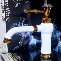 خلاط مغسلة ديكور قصير لون ابيض/ذهبي قلب نحاس ضمان...