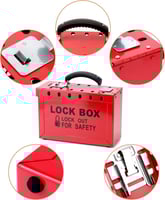 صندوق قفل Loto أحمر محمول آمن من الفولاذ مع مفتاح...