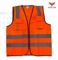 سترة أمان عالية الوضوح VOLTA باللون البرتقالي مع ج...