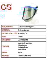 واقي وجه من الوميض القوسي، شفاف، بولي كربونات، عدس...