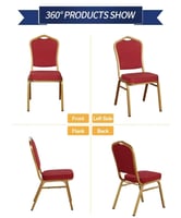 كرسي حفلات ومناسبات حديد مع مقعد وظهر قماش احمر GW...