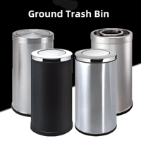 سلة مهملات خارجية دائري اسطواني فتحه مروحة ستيل فض...