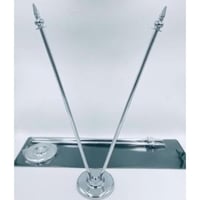 سارية بدون اعلام مكتبي صغير مزدوج كروم فضي HS233