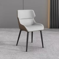 كرسي طعام جلد لونين رصاصي للمقعد والظهر والخلفيه ر...