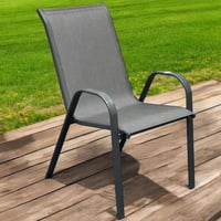 كرسي خارجي رمادي حديد كامل غير قابل للطي V15010