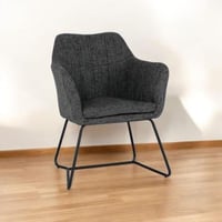 كرسي طعام وكافية قماش رمادي غامق بقاعدة حديد ZH-90...