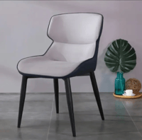 كرسي طعام جلد لونين رصاصي للمقعد والظهر والخلفيه ر...