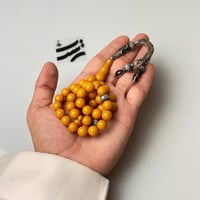 سبحة فاتوران اصفر منقاوي - طربزون مع فواصل فضة عيا...