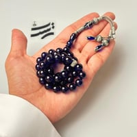 سبحة فاتوران ازرق حرباء - طربزون مع فواصل فضة عيار...