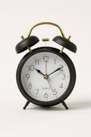 ساعة منبّه كلاسيكية باللون الأسود مع جرس مزدوج