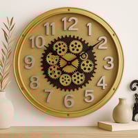 ساعة حائط فاخرة باللون الذهبي – مقاس 77 سم بتصميم...