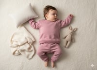 طقم مواليد قطني ناعم – باللون الوردي الغامق