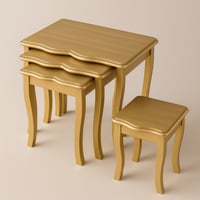 طقم طاولات متداخلة باللون الذهبي الفاخر بتصميم كلا...