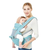 حامل أطفال أمامي مريح بتصميم شبكي – لون أزرق سماوي