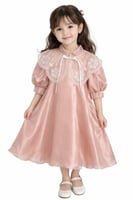 فستان بناتي فاخر بياقة مطرزة وقصة ملكية ناعمة