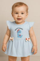 فستان بيبي بناتي بتصميم ديناصور وردي مميز