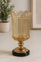 فازة ديكور فاخرة من الزجاج والمعدن بارتفاع 10 إنش