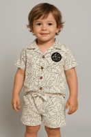 طقم أولادي صيفي بنقشة أنيقة وألوان عملية