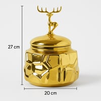 وعاء تخزين ديكوري فاخر بتصميم قرون الأيل الذهبية و...