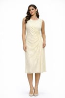 فستان سهرة أنيق بدون أكمام بتطريز ناعم