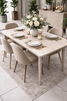 طاولة طعام خشبية ماليزية أنيقة مع 6 كراسي