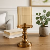 حامل شموع فاخر من الزجاج والمعدن بارتفاع 9.5 إنش